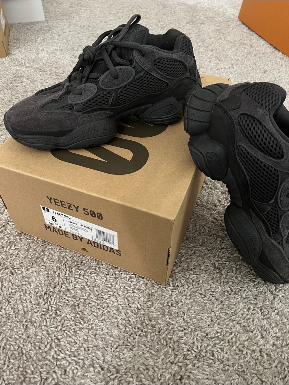 adidas Kids Black Yeezy 500 Athletic Sneakers